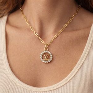 Louis Vuitton Monogram Rhinestone Pendant Necklace